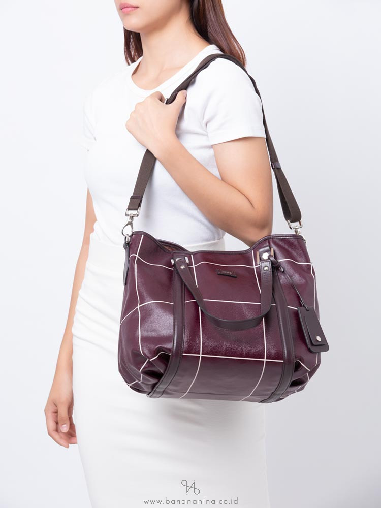 TOD'S G-Line Coated Canvas Sacca Piccola Dark Plum