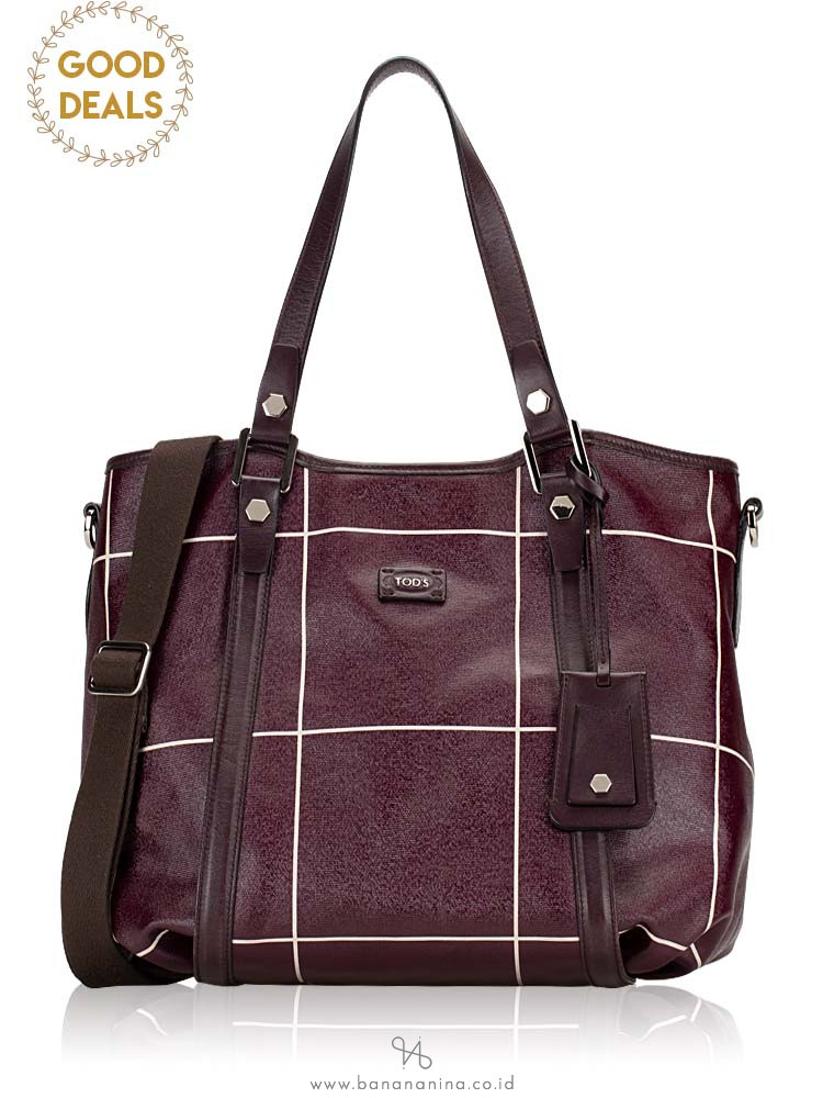 TOD'S G-Line Coated Canvas Sacca Piccola Dark Plum