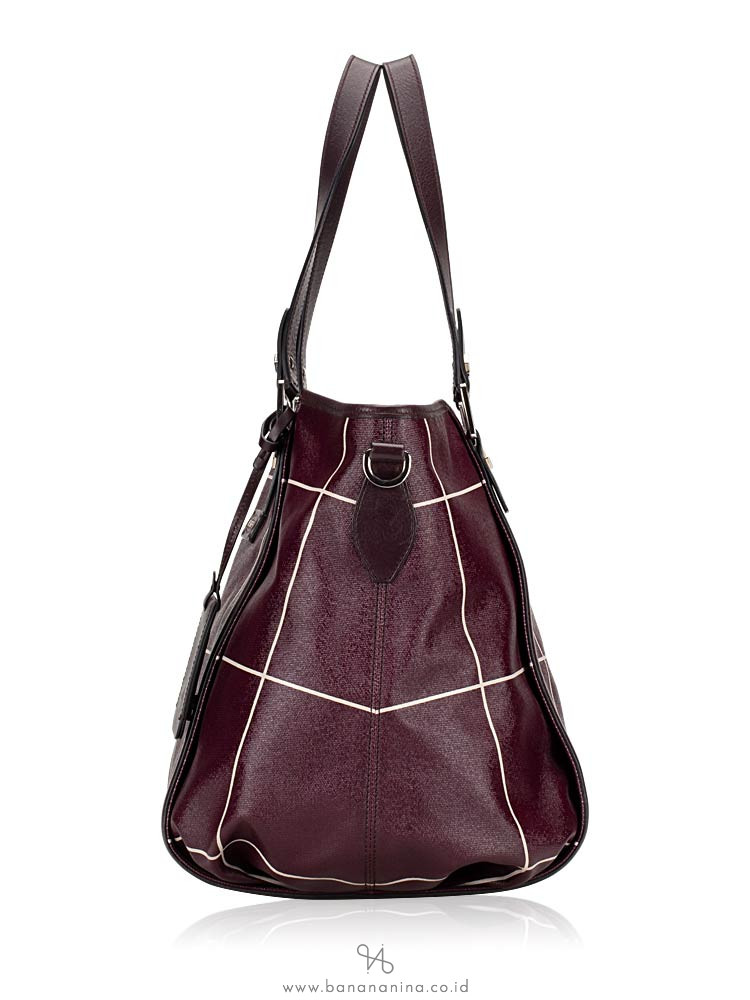 TOD'S G-Line Coated Canvas Sacca Piccola Dark Plum