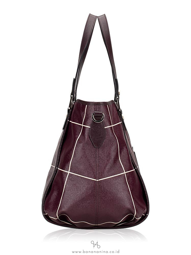 TOD'S G-Line Coated Canvas Sacca Piccola Dark Plum