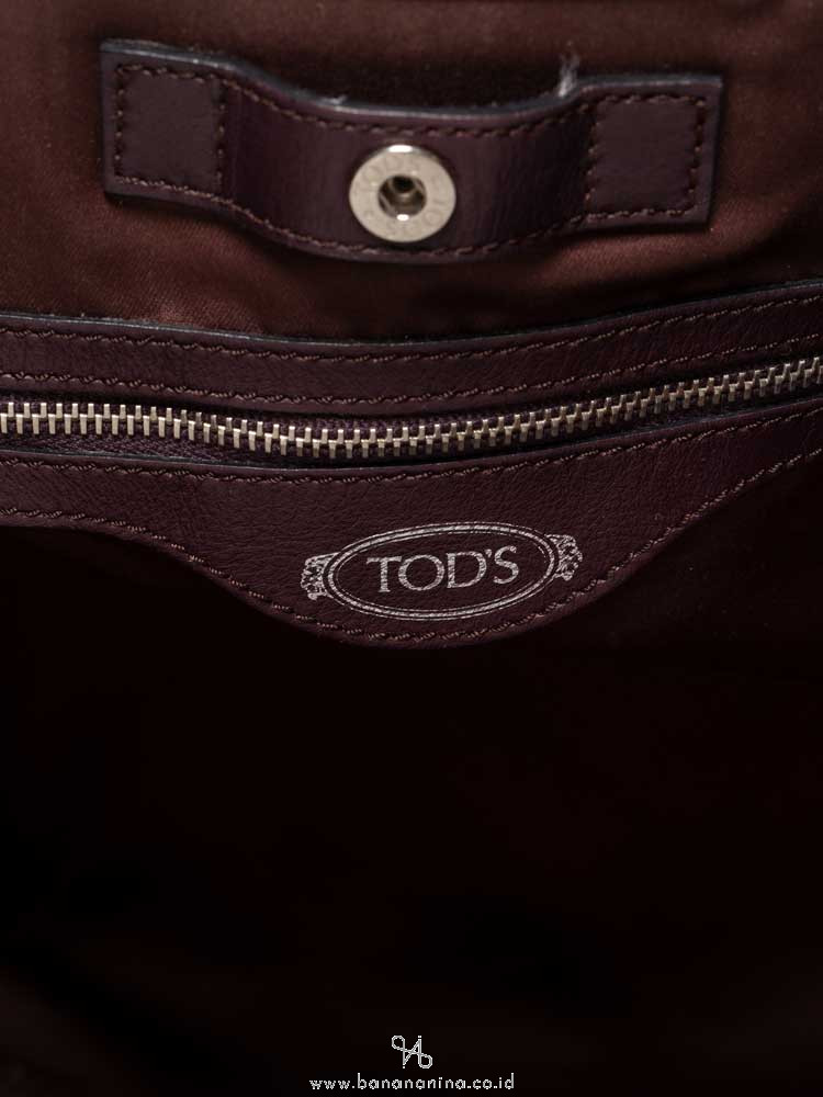 TOD'S G-Line Coated Canvas Sacca Piccola Dark Plum