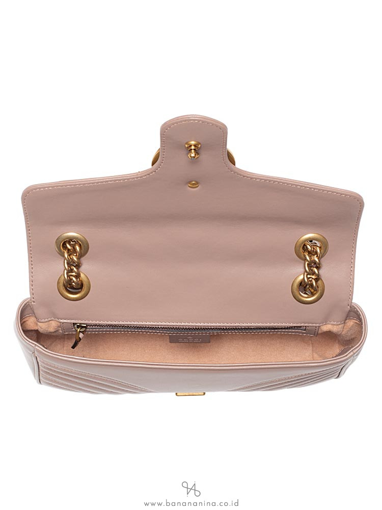 GUCCI GG Marmont Small Flap Bag Nude