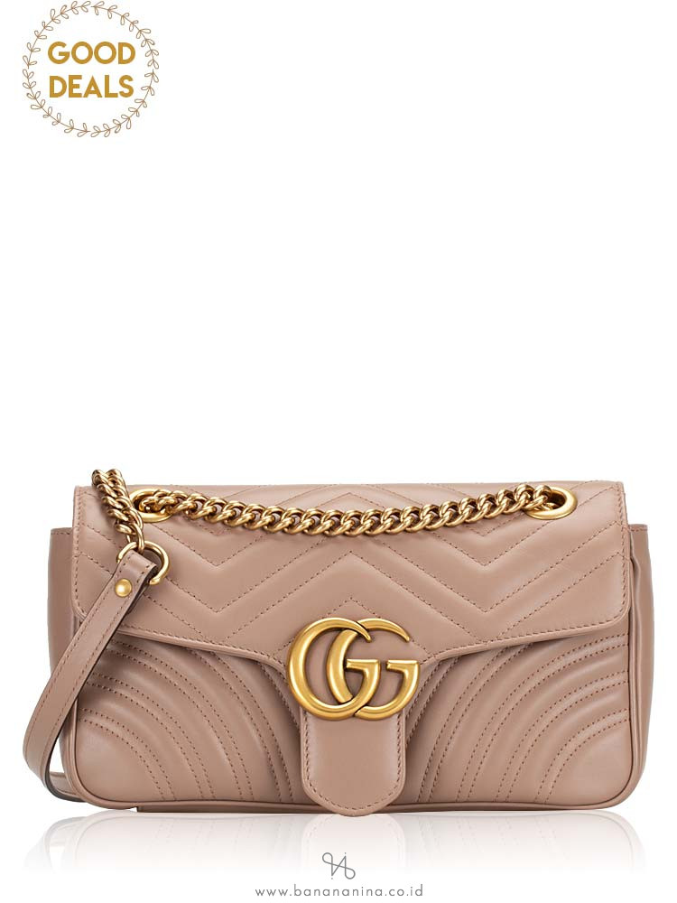 GUCCI GG Marmont Small Flap Bag Nude