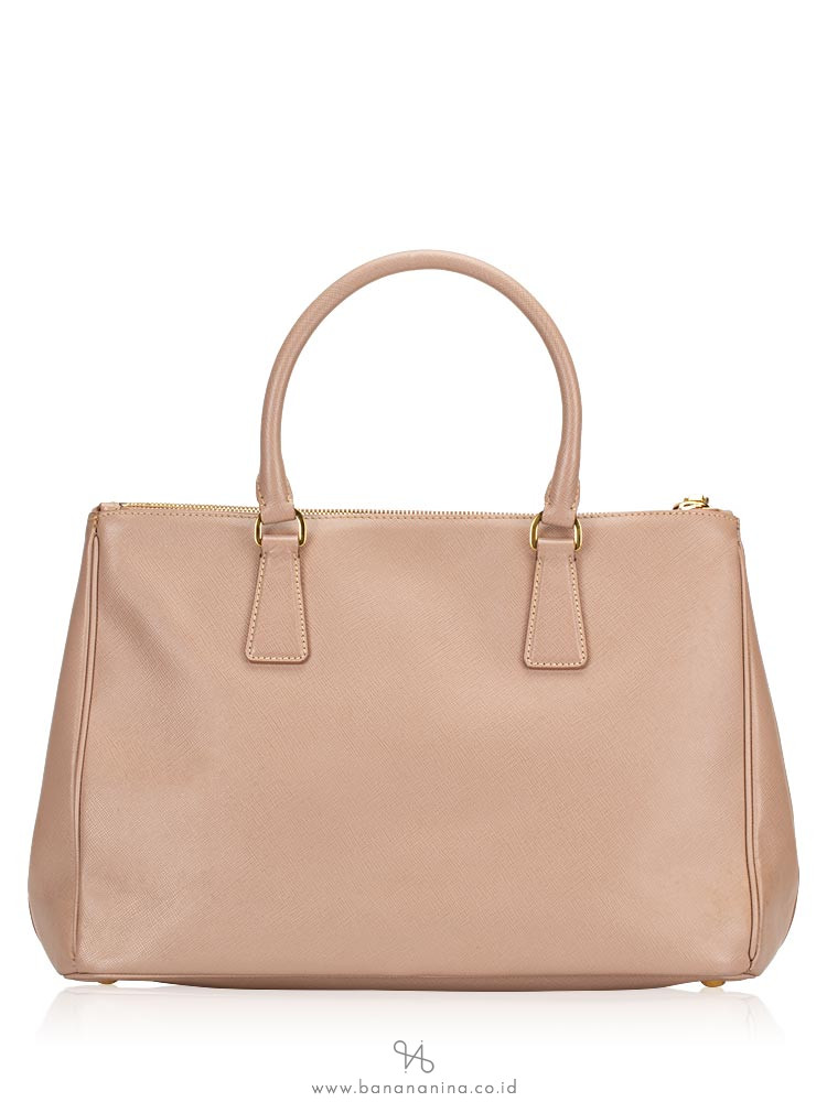PRADA BN1786 Saffiano Lux Double Zip Tote Cammeo