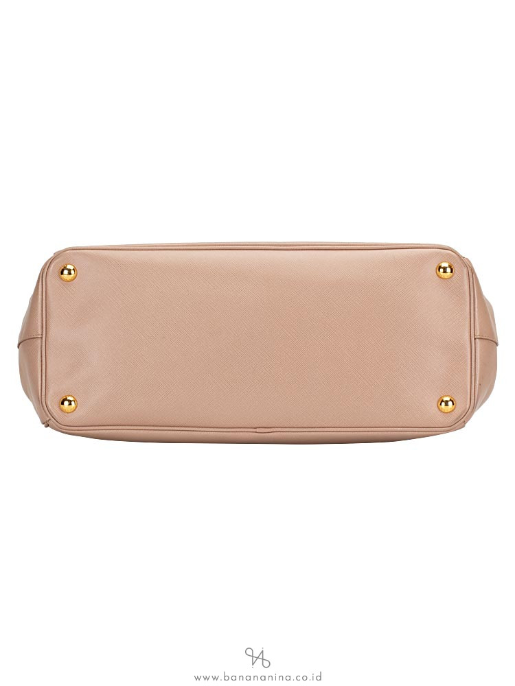 PRADA BN1786 Saffiano Lux Double Zip Tote Cammeo