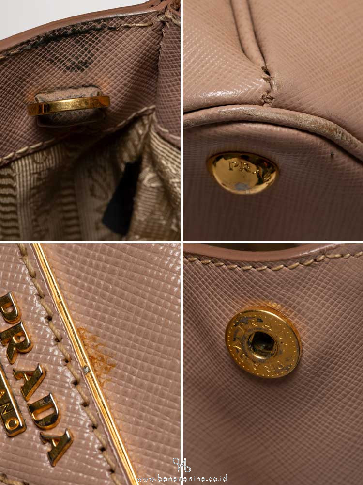 PRADA BN1786 Saffiano Lux Double Zip Tote Cammeo