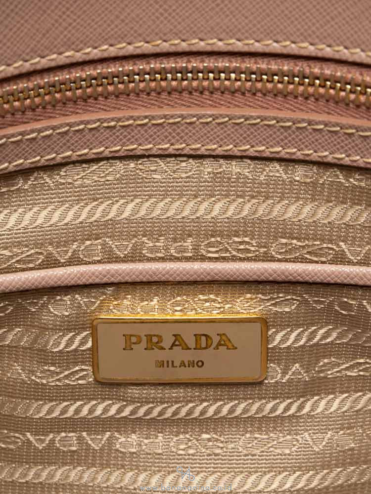 PRADA BN1786 Saffiano Lux Double Zip Tote Cammeo