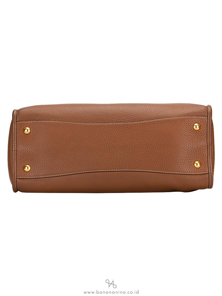 PRADA BL0805 Vitello Daino Leather Zip Brown