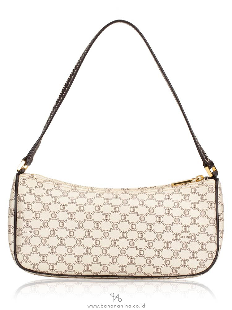 CELINE Macadam Top Handle Pouch White