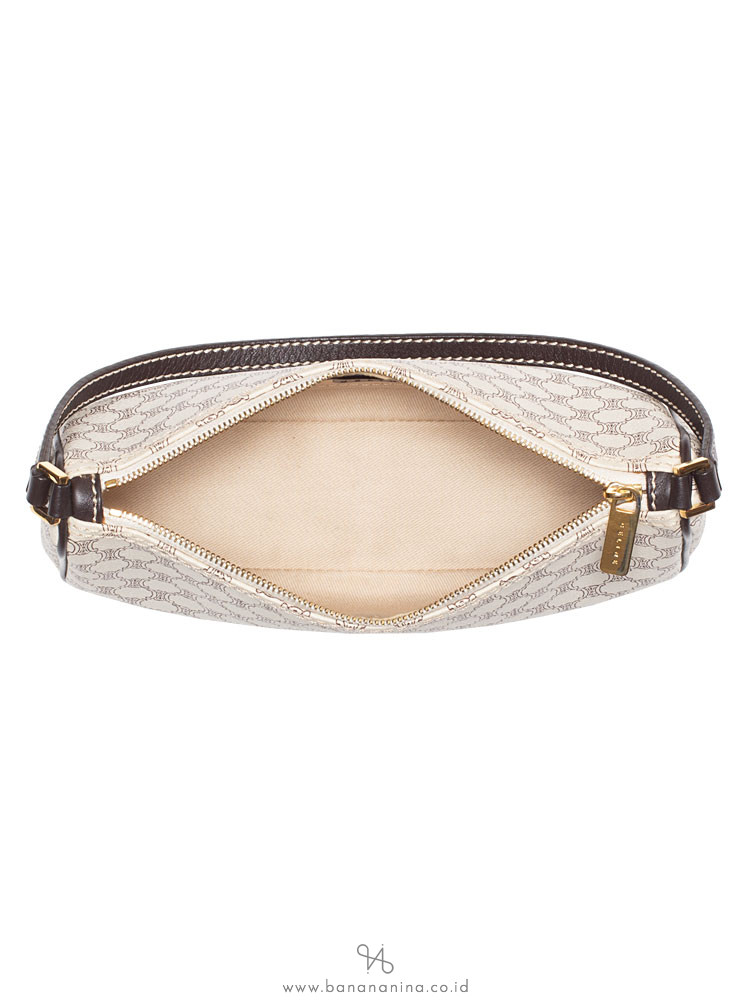 CELINE Macadam Top Handle Pouch White