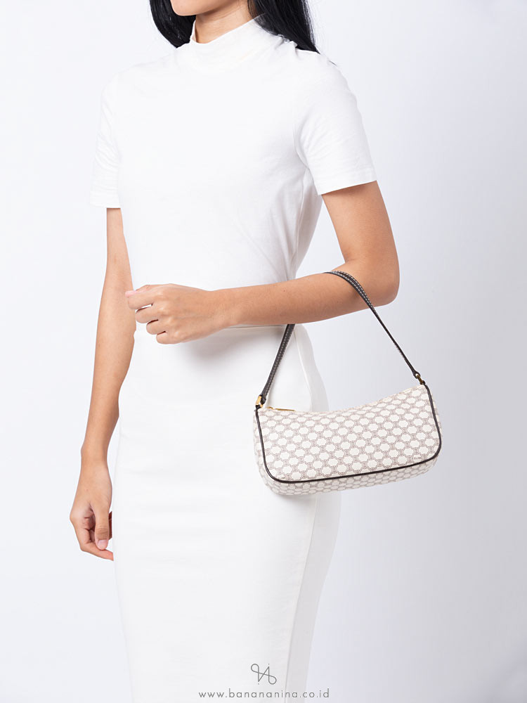 CELINE Macadam Top Handle Pouch White