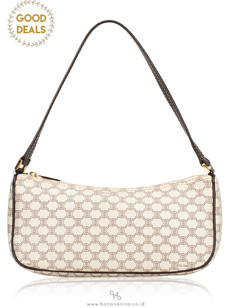 CELINE Macadam Top Handle Pouch White