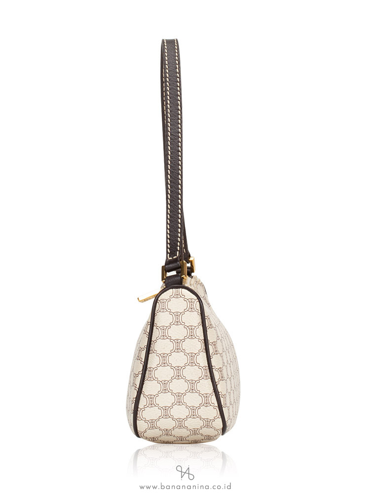 CELINE Macadam Top Handle Pouch White