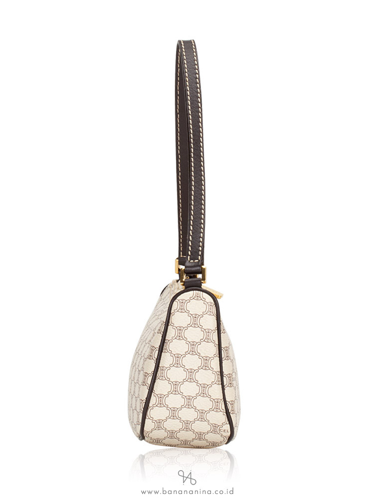CELINE Macadam Top Handle Pouch White