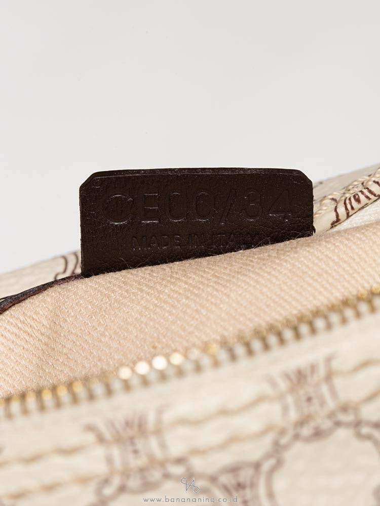 CELINE Macadam Top Handle Pouch White