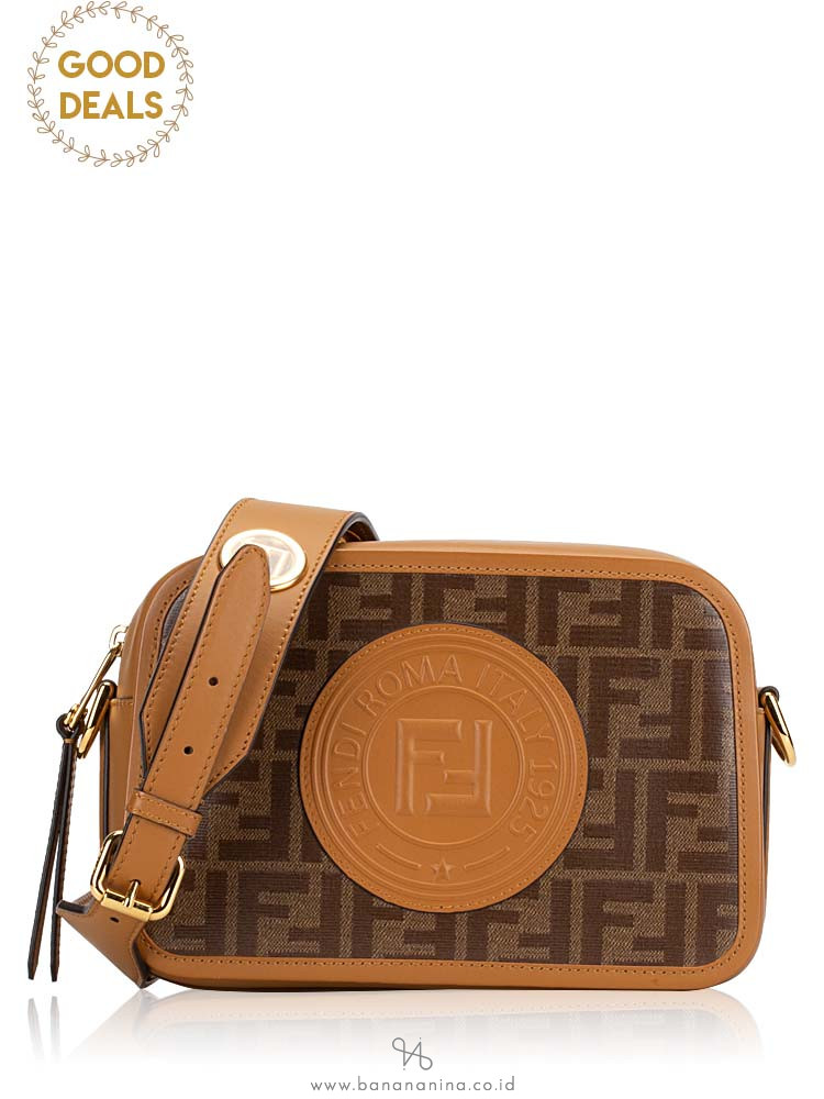FENDI Zucca Spalmati Camera Bag Tobacco Caramello