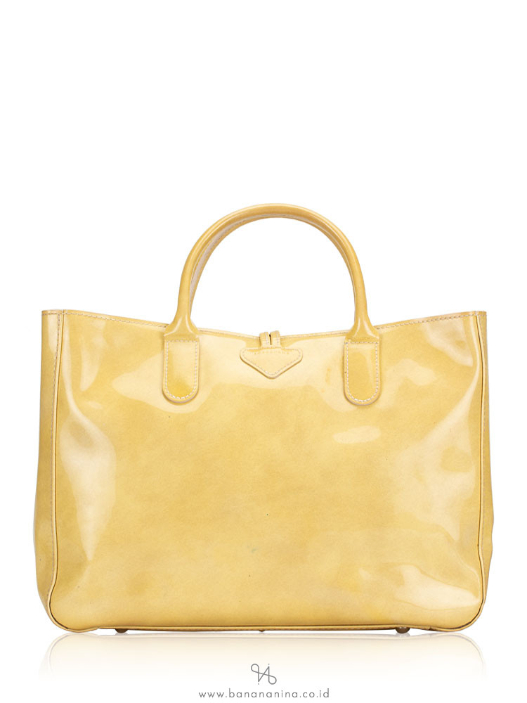 LONGCHAMP Roseau Patent Leather Tote Yellow