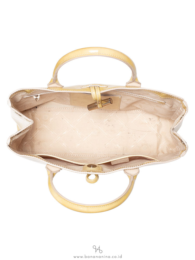LONGCHAMP Roseau Patent Leather Tote Yellow