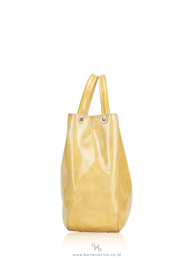 LONGCHAMP Roseau Patent Leather Tote Yellow