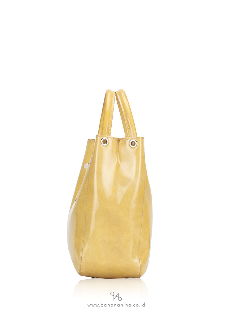 LONGCHAMP Roseau Patent Leather Tote Yellow