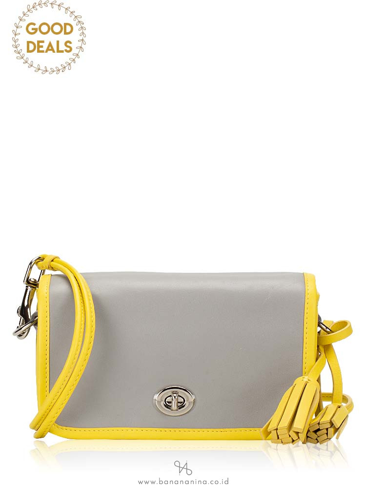 COACH 22406 Legacy Leather Penny Crossbody Grey Lemon