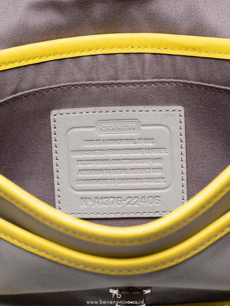 COACH 22406 Legacy Leather Penny Crossbody Grey Lemon