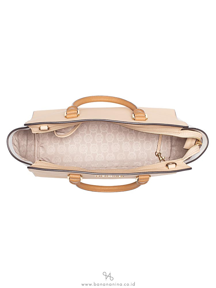 MICHAEL KORS Selma Saffiano Large Satchel Cream Peanut White
