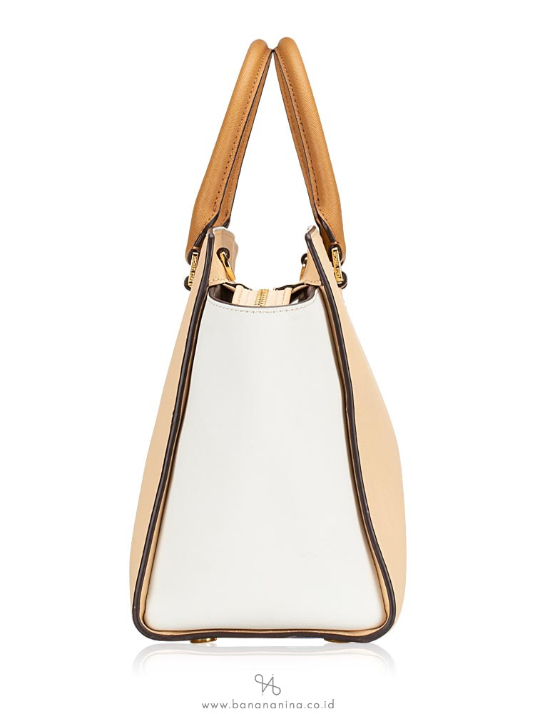MICHAEL KORS Selma Saffiano Large Satchel Cream Peanut White