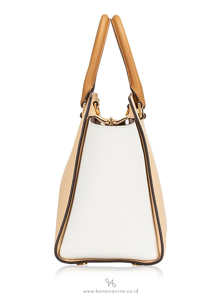 MICHAEL KORS Selma Saffiano Large Satchel Cream Peanut White