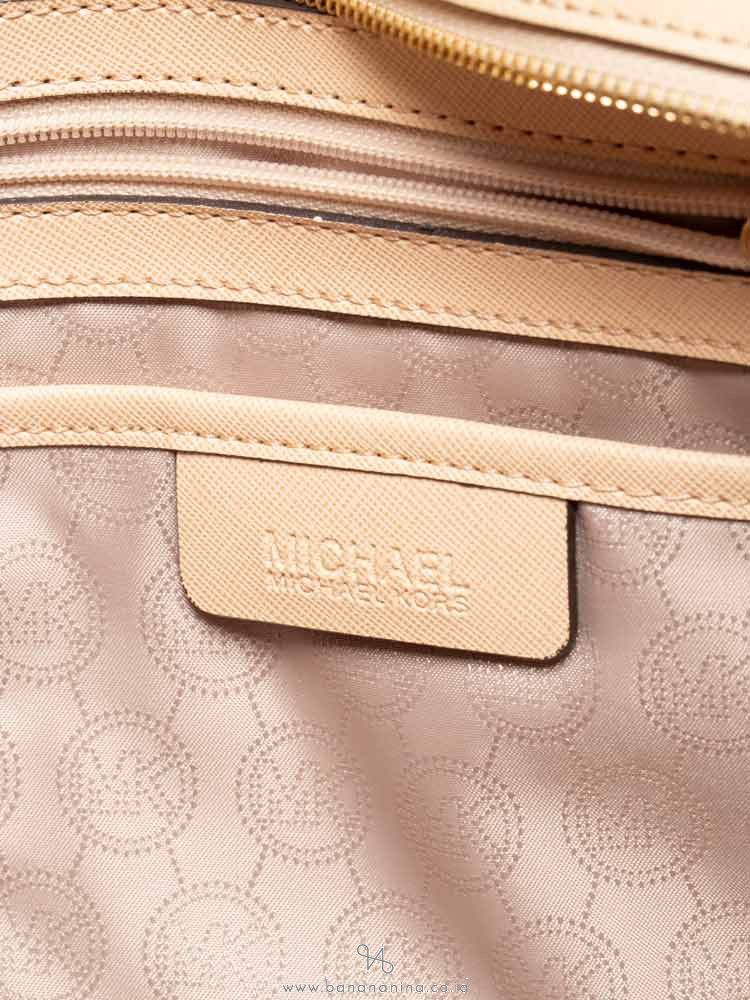 MICHAEL KORS Selma Saffiano Large Satchel Cream Peanut White