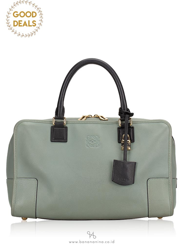 LOEWE Amazona Barroco Leather Satchel Grey