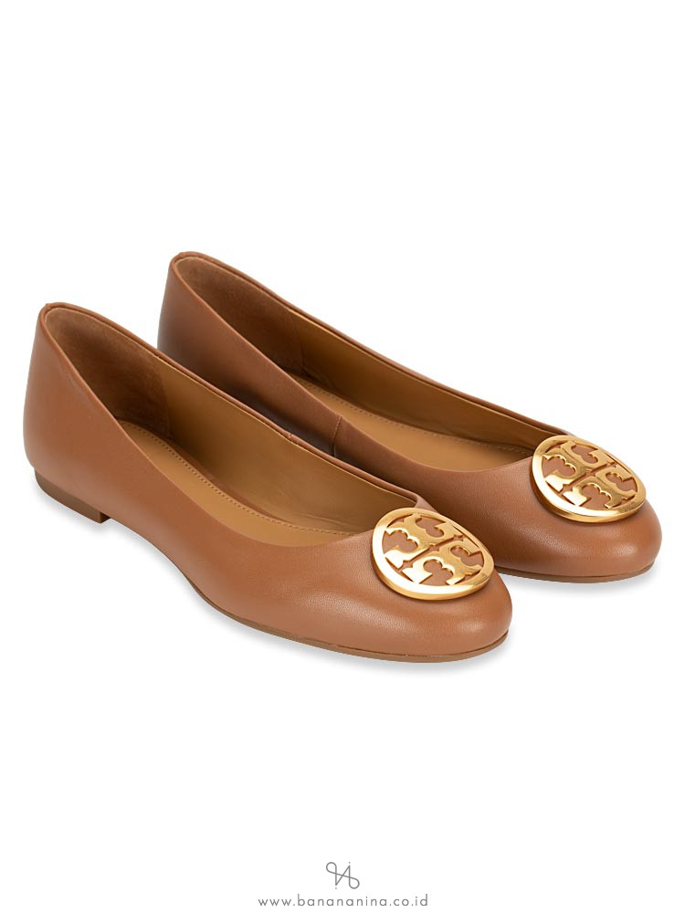 TORY BURCH Benton Leather Flats Royal Tan Sz 6.5