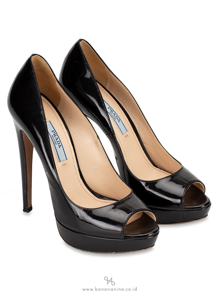 PRADA Calzature Donna Peep Toe Pump Black Sz 35