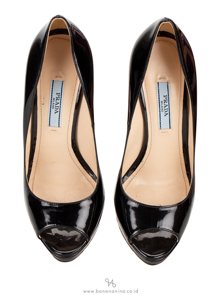 PRADA Calzature Donna Peep Toe Pump Black Sz 35