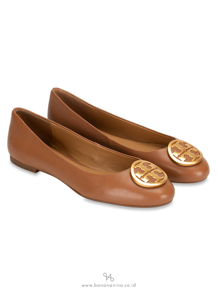 TORY BURCH Benton Leather Flats Royal Tan Sz 6
