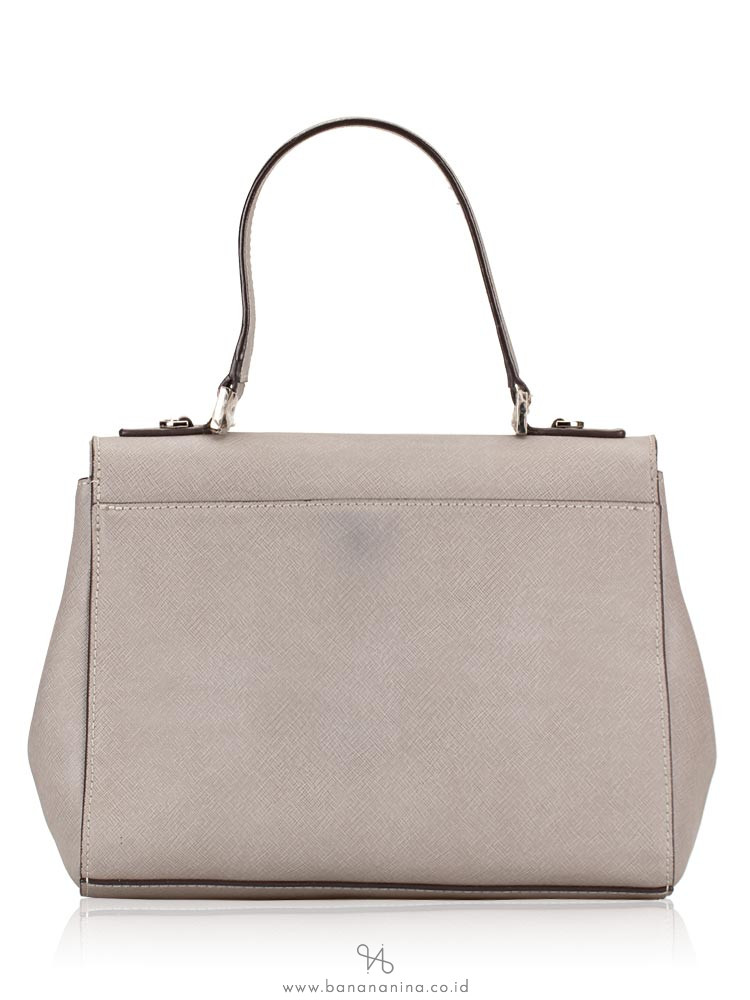 MICHAEL KORS Callie Saffiano Medium Top Handle Satchel Pearl Grey