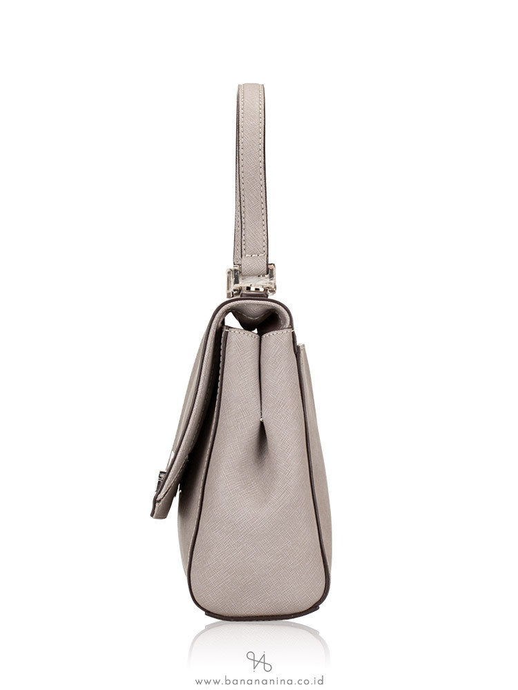 MICHAEL KORS Callie Saffiano Medium Top Handle Satchel Pearl Grey