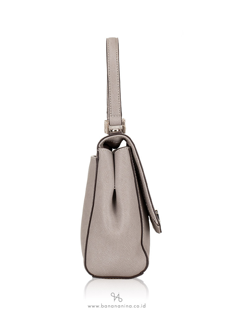 MICHAEL KORS Callie Saffiano Medium Top Handle Satchel Pearl Grey