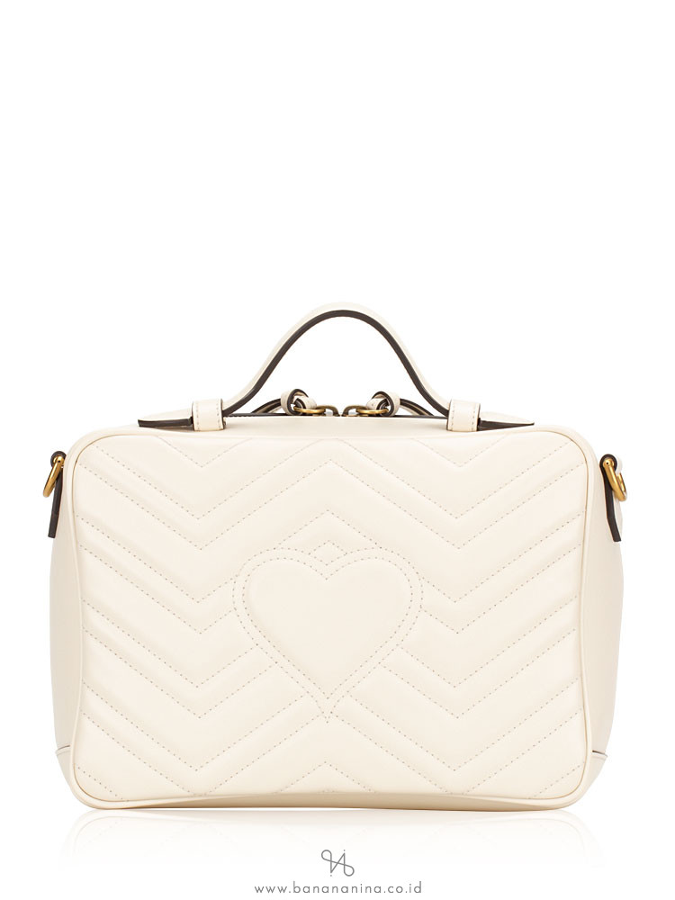 GUCCI GG marmont Matelasse Top Handle Flap Bag White