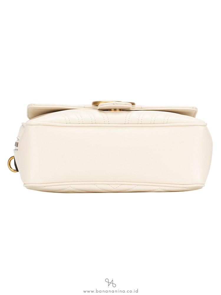 GUCCI GG marmont Matelasse Top Handle Flap Bag White