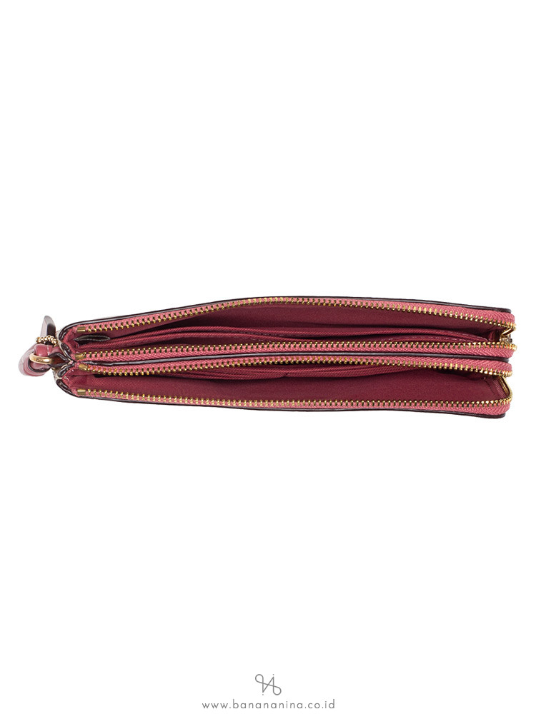 COACH 16109 Signature Double Zip Wallet Light Khaki Rouge