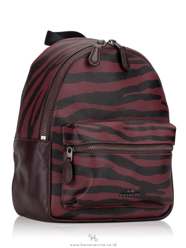 COACH 37880 Tiger Mini Charlie Backpack Dark red