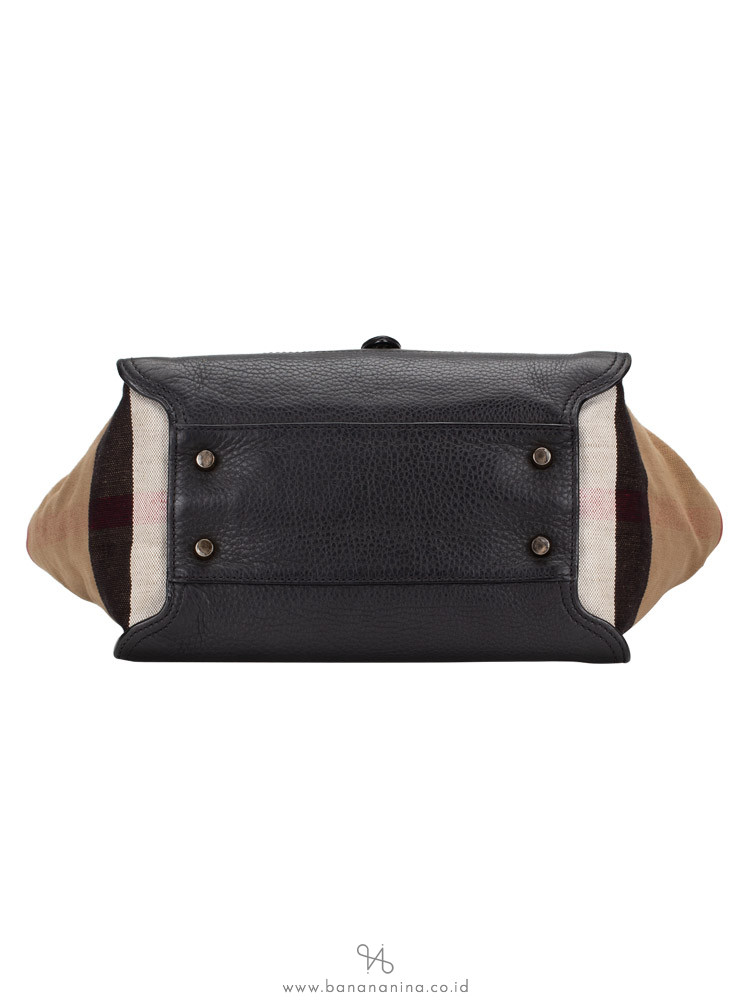 BURBERRY Check Medium Harcourt Satchel Black