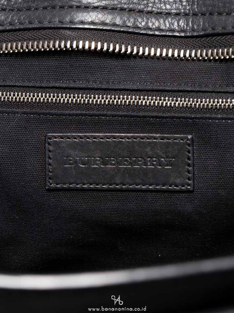 BURBERRY Check Medium Harcourt Satchel Black