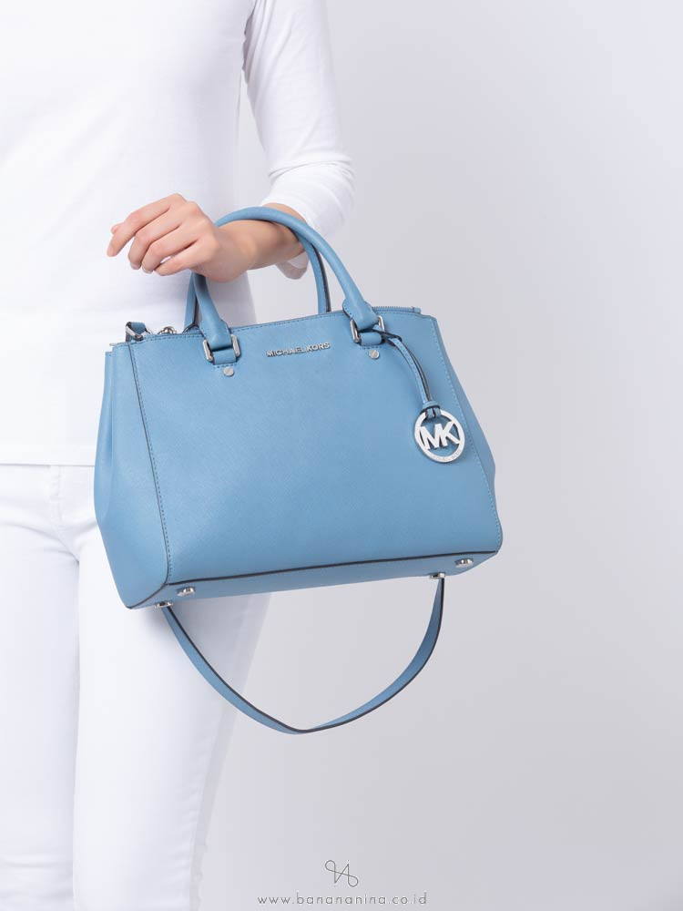 MICHAEL KORS Sutton Medium Satchel Pale Blue