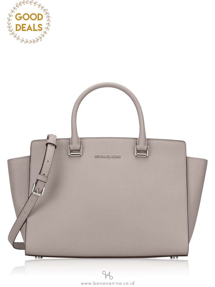 MICHAEL KORS Selma Large Satchel Pearl Grey