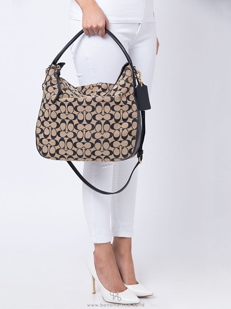 COACH 32651 Signature Bleecker Sullivan Hobo Beige Black