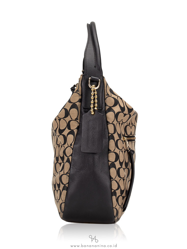 COACH 32651 Signature Bleecker Sullivan Hobo Beige Black