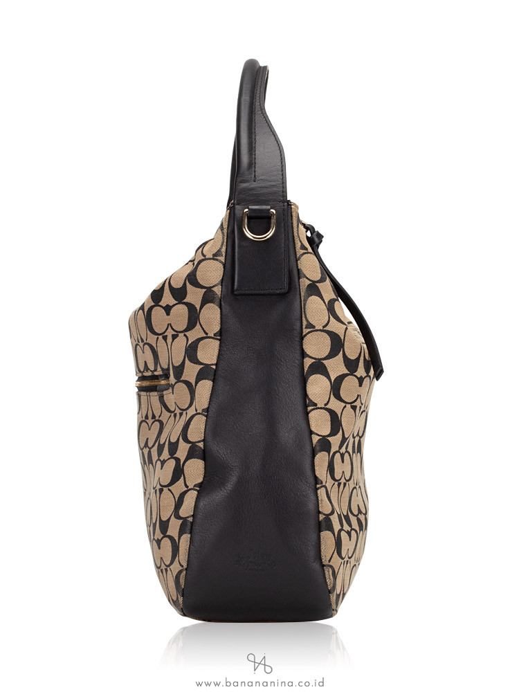 COACH 32651 Signature Bleecker Sullivan Hobo Beige Black