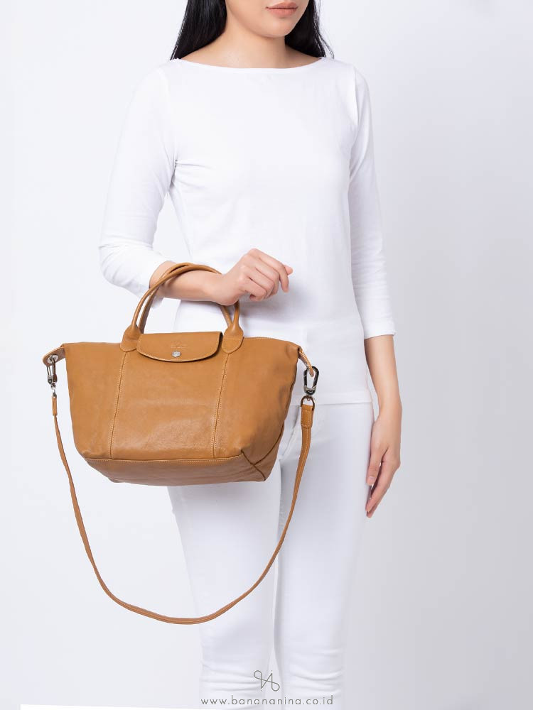 LONGCHAMP Le Pliage Cuir Small SH Peanut